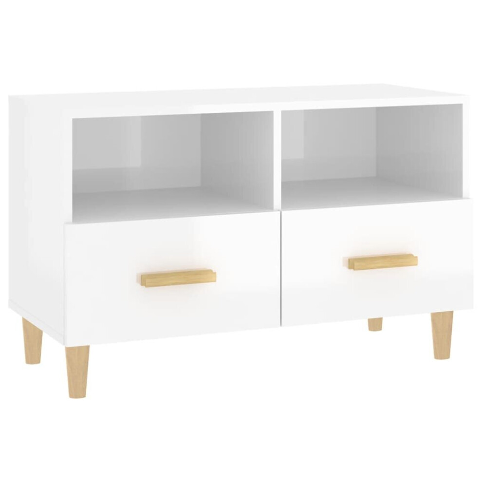 vidaXL TV Cabinet High Gloss White 80x36x50 Cm Engineered Wood TV Console