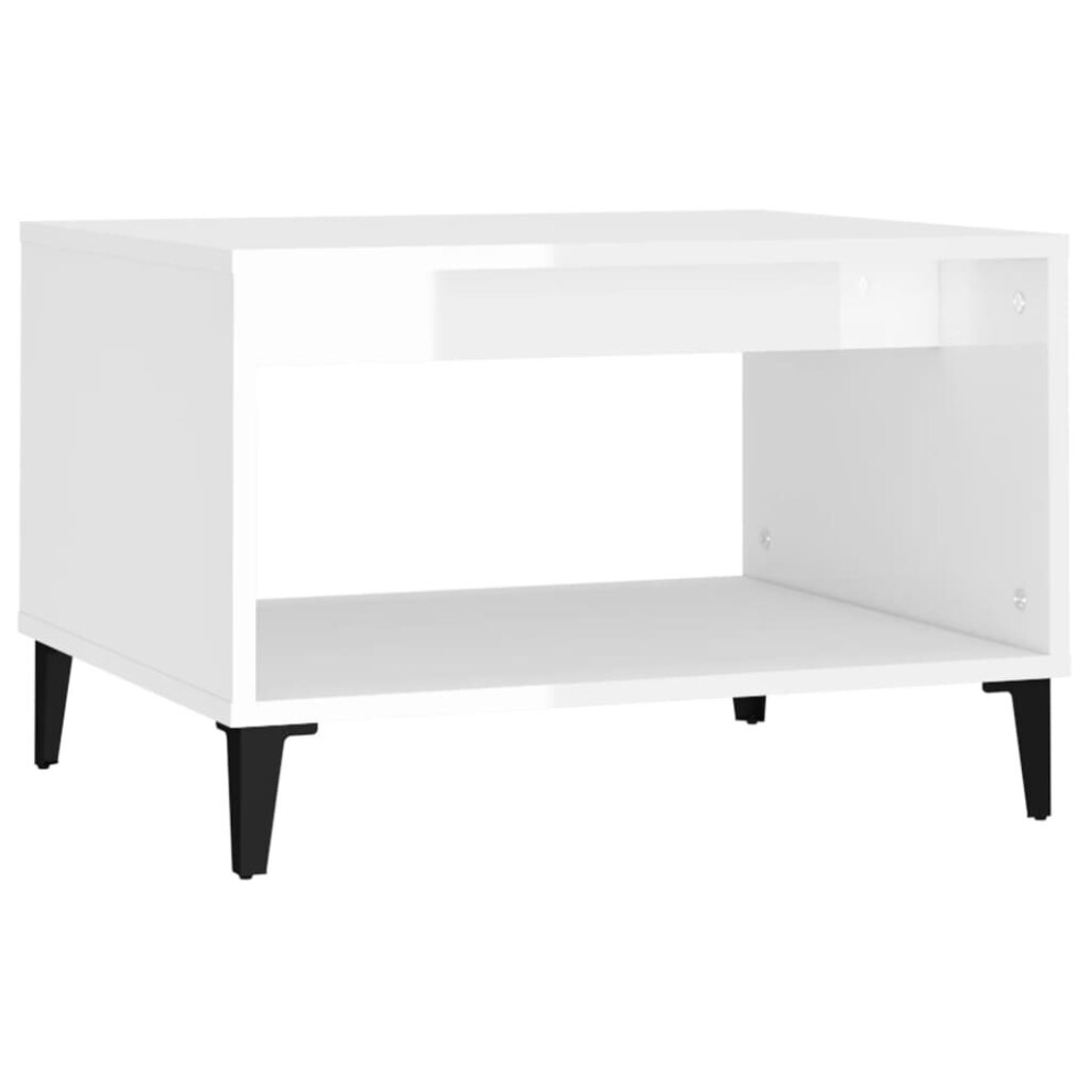 vidaXL Coffee Table High Gloss White 60x50x40 cm Engineered Wood Couch Table