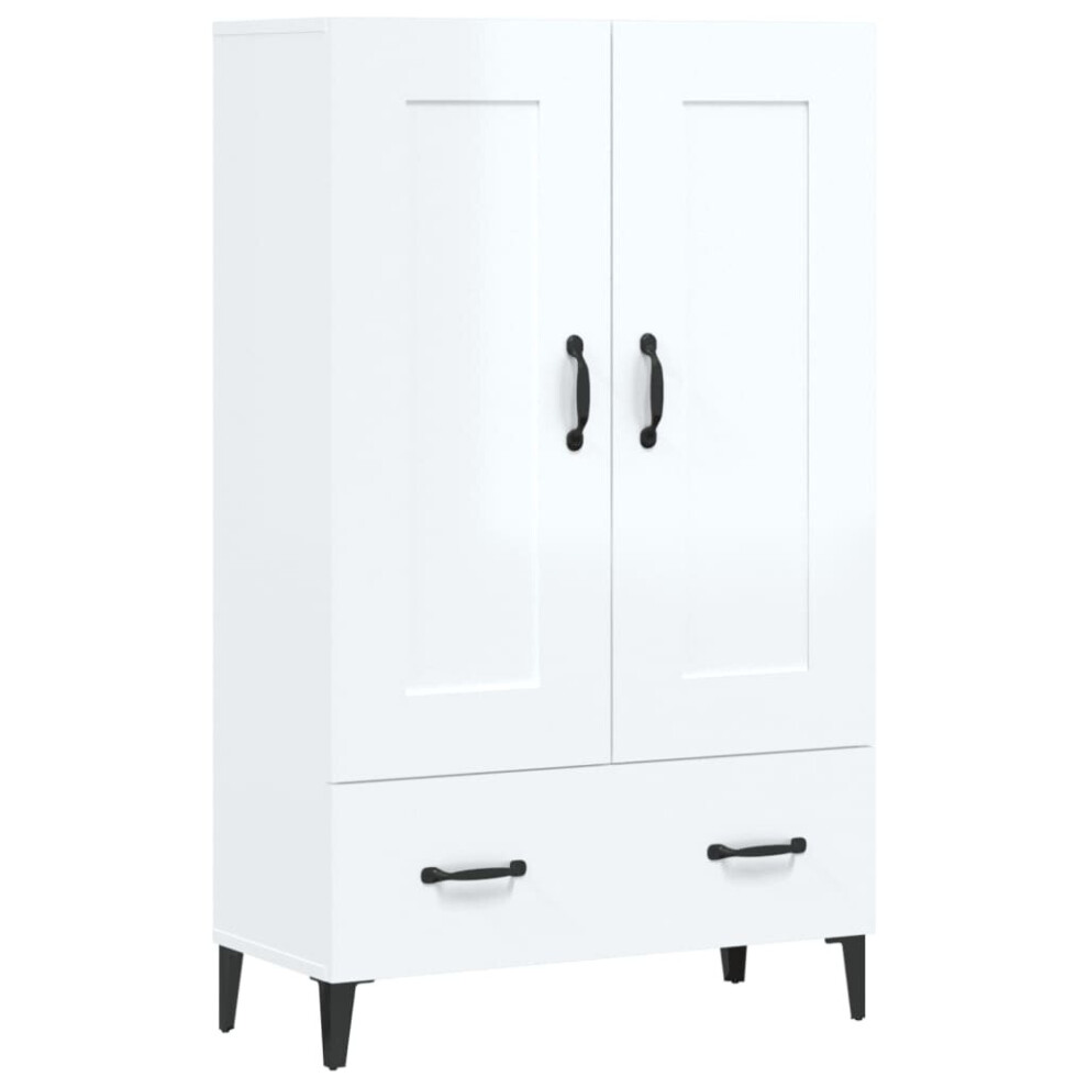 vidaXL Highboard High Gloss White Engineered Wood Sideboard Cabinet Cupboard