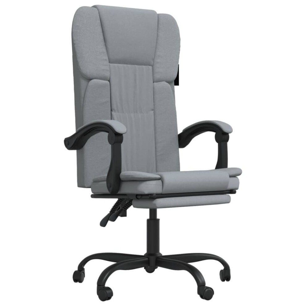 vidaXL Reclining Office Chair Light Grey Fabric Computer Desk Chair Armchair