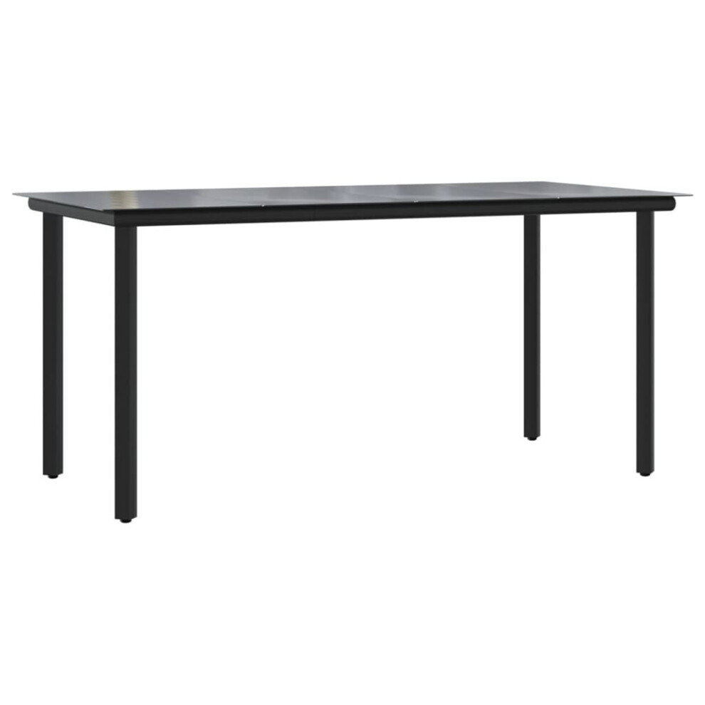 Vidaxl Garden Dining Table 160X80x74cm Steel And Tempered Glass Table Black
