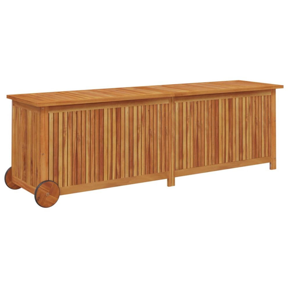 Vidaxl Garden Storage Box With Wheels 150X50x58 Cm Solid Wood Acacia Chest