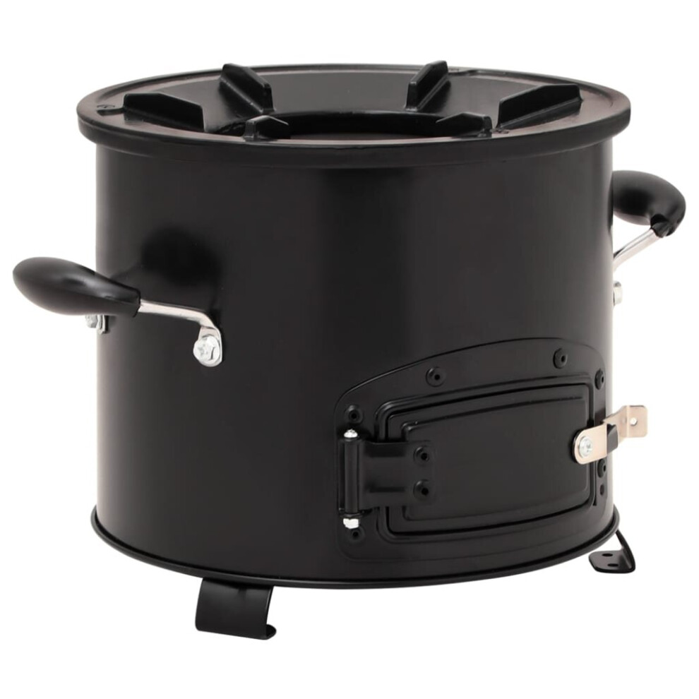 vidaXL Camping Wood Stove Black Metal Charcoal Grill Fireplace Fire Basket-image-OPC-PBD9M7S-NEW