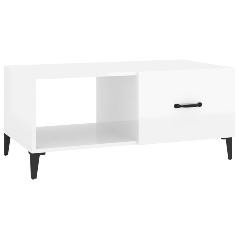 vidaXL Coffee Table High Gloss White Engineered Wood Centre Accent End Table