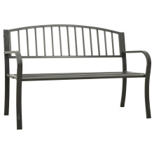vidaXL Garden Bench Grey 120 cm Steel Park Porch Patio Outdoor Bench Seat