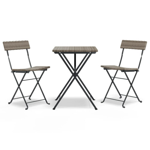 VidaXL vidaXL 3-tlg. Bistro-Set Klappbar Grau Poly Rattan 1