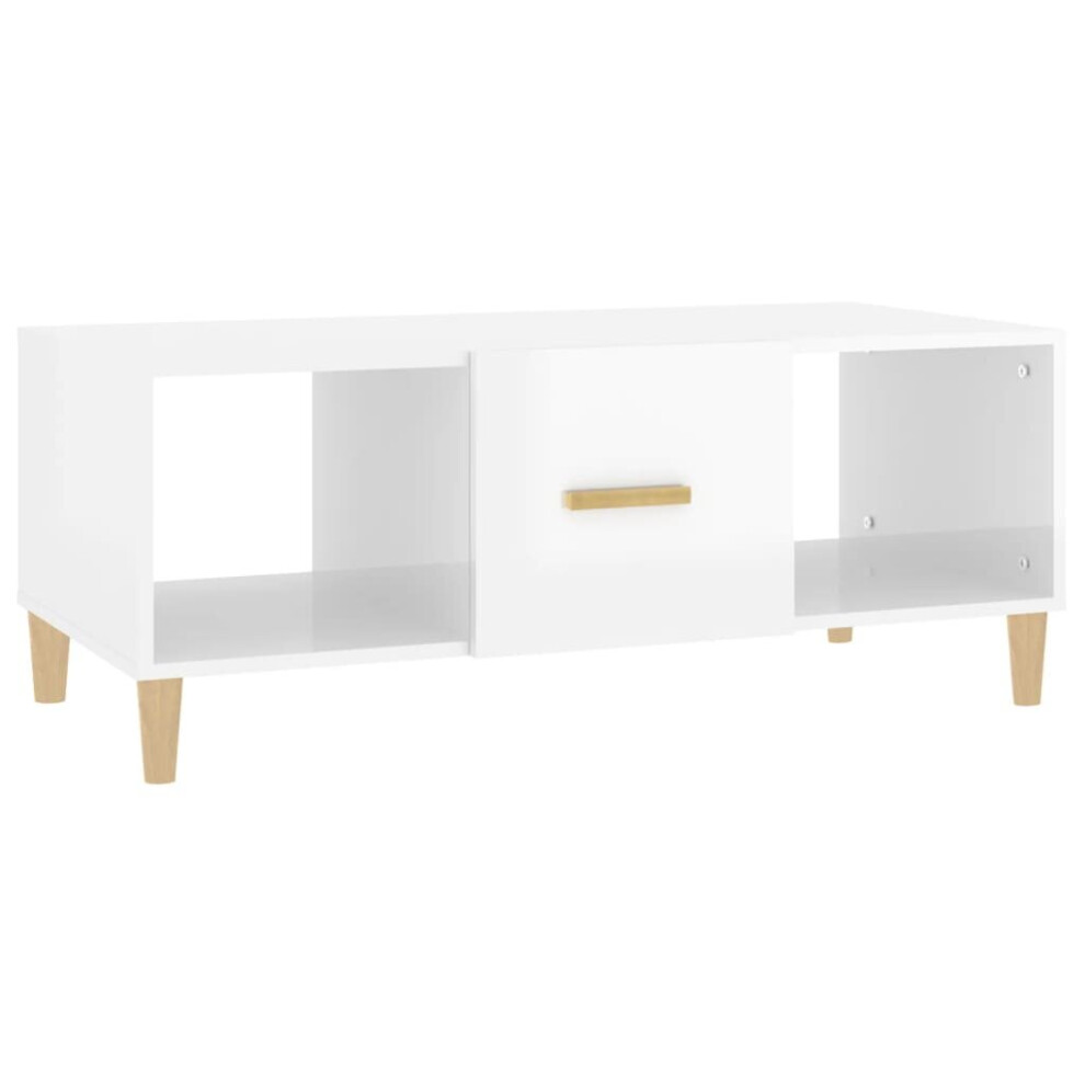 vidaXL Coffee Table High Gloss White 102x50x40 cm Engineered Wood Side Table