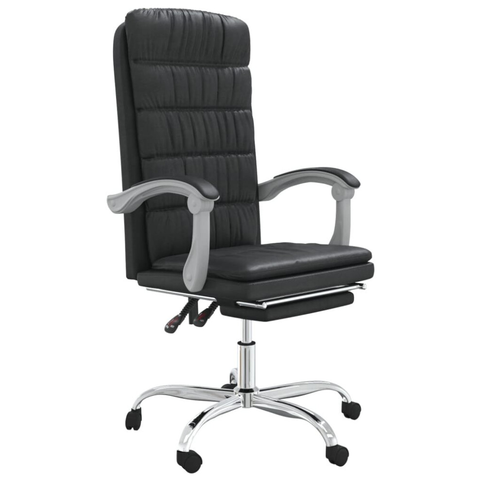 vidaXL Reclining Office Chair Black Faux Leather Reclining Desk Chair Armchair