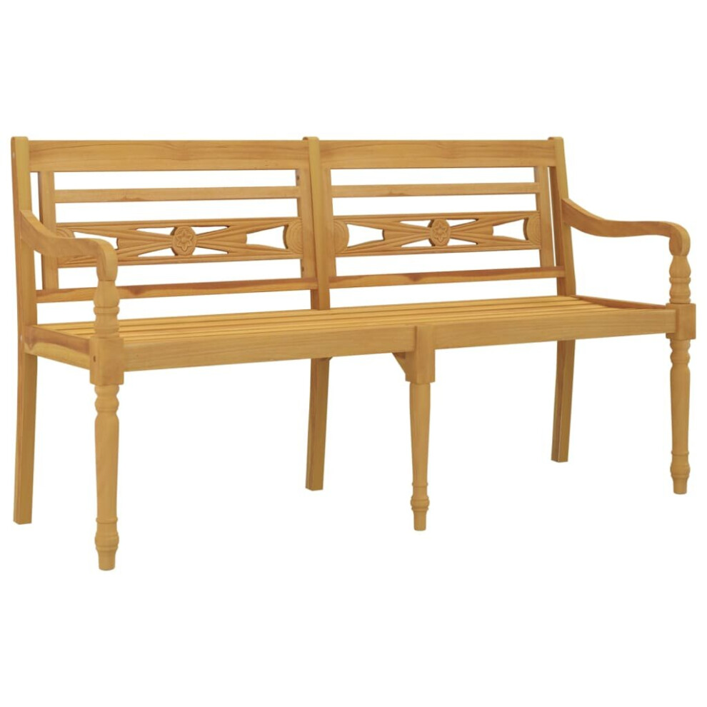 vidaXL Solid Wood Teak Batavia Bench Outdoor Garden Patio Wooden Bench Seat