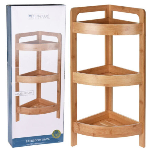 Prateleira de banheiro de 3 níveis em bambu Bathroom Solutions 1