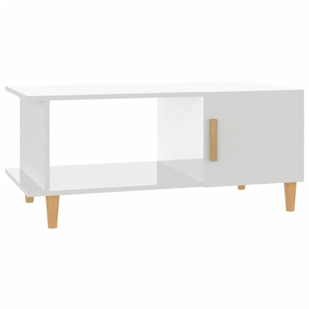 Vidaxl Coffee Table High Gloss White 90X50x40 Cm Engineered Wood End Table White,Brown