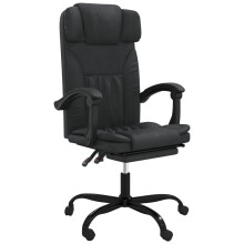 vidaXL Reclining Office Chair Black Faux Leather Computer Desk Chair Armchair