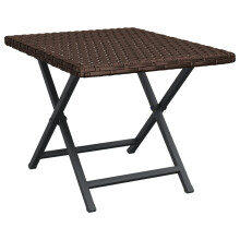 vidaXL Folding Table Brown 45x35x32 cm PE Rattan Garden Side Table 362250