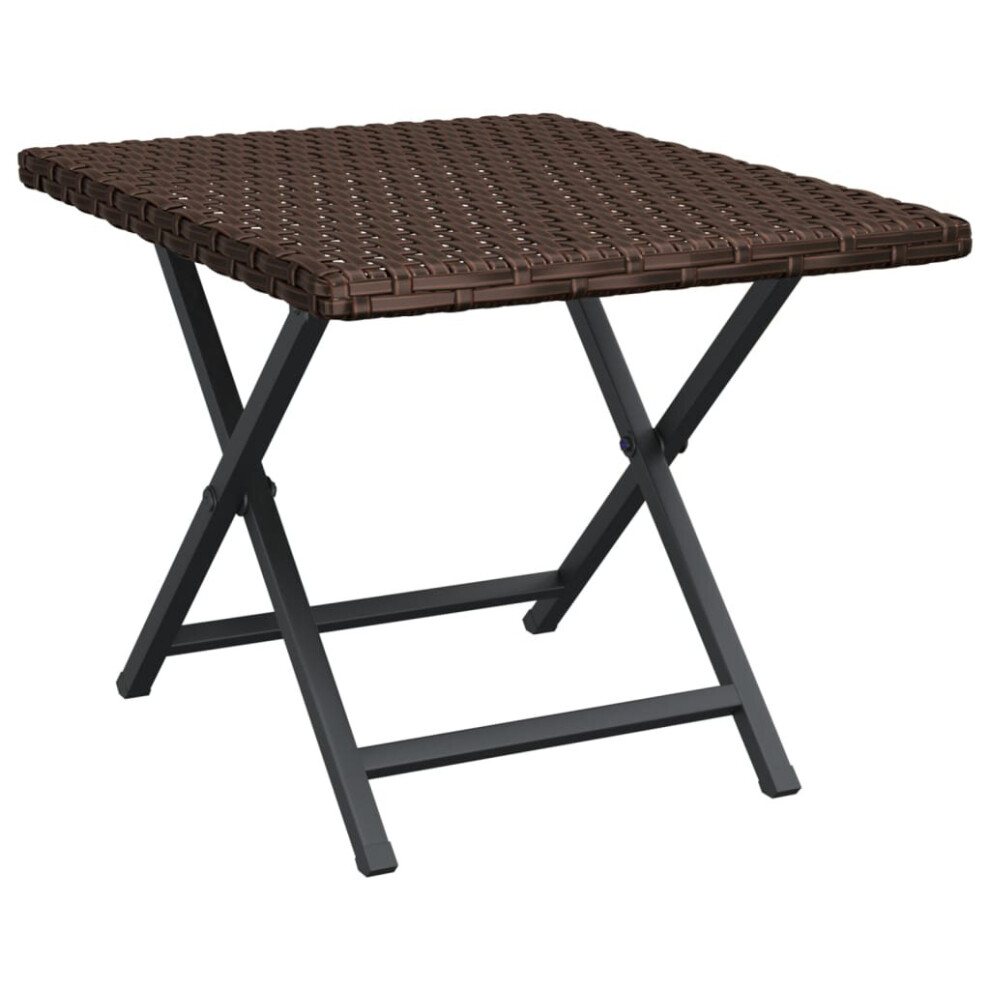 vidaXL Folding Table Brown 45x35x32 cm PE Rattan Garden Side Table 362250