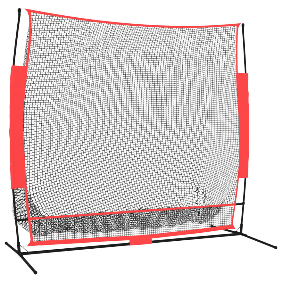 vidaXL Portable Baseball Net Black and Red 215x107x216 cm Polyester Sports Net