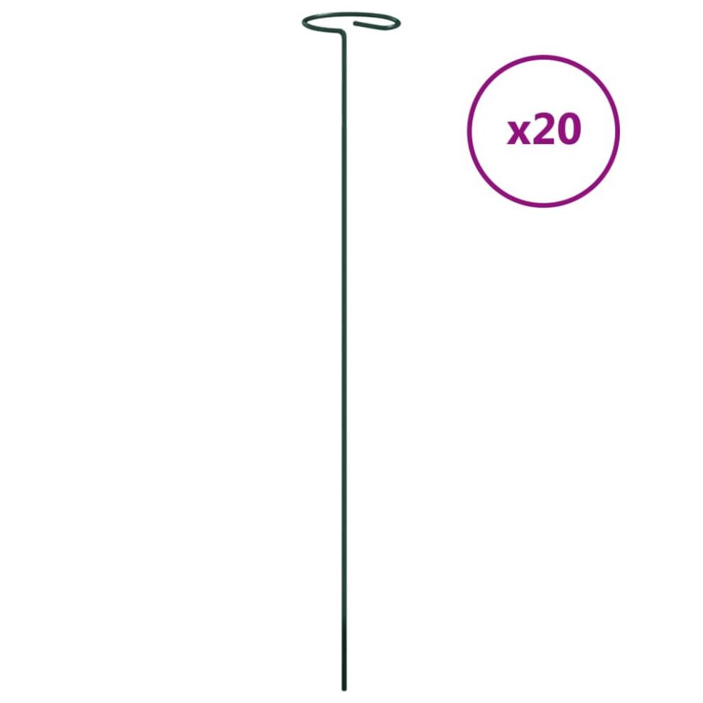 Vidaxl 20X Garden Plant Stakes Dark Green 40 Cm Steel Stake For Flower Support