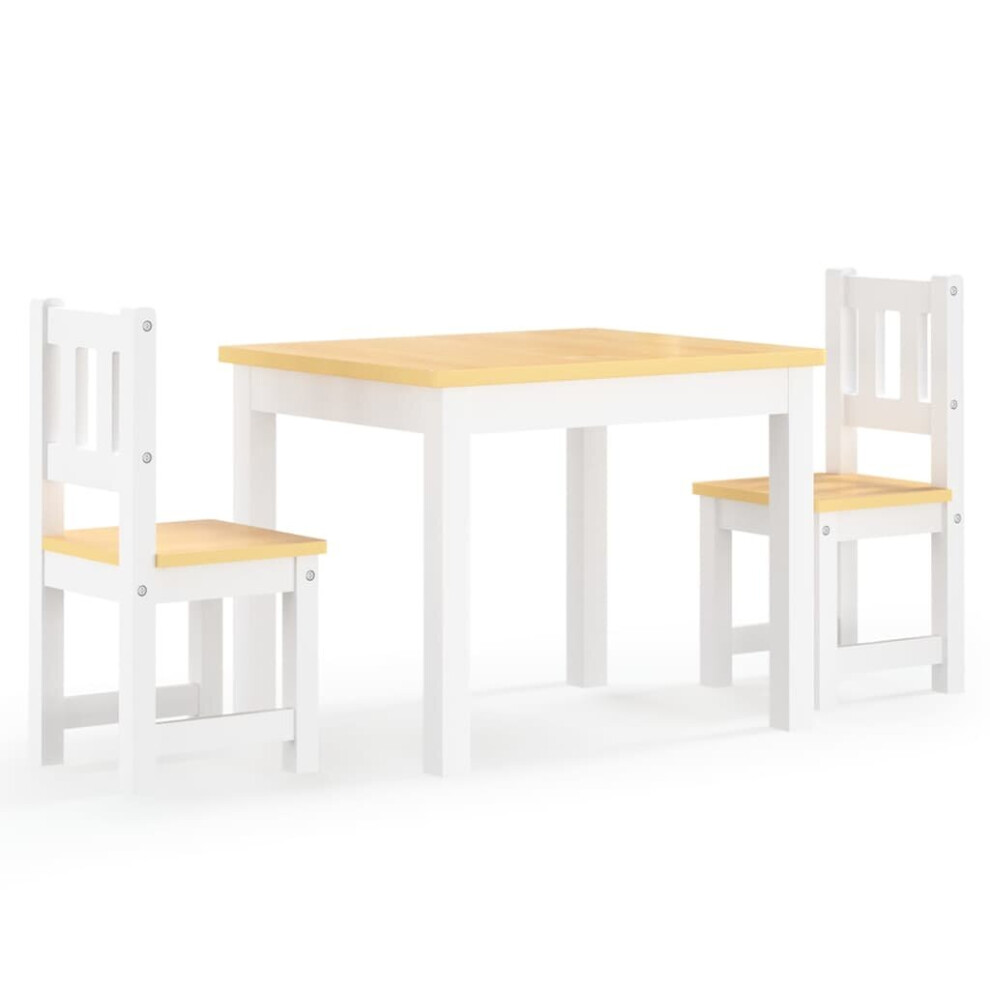 vidaXL Children Table and Chair Set 3 Piece White&Beige MDF Toddler Furniture