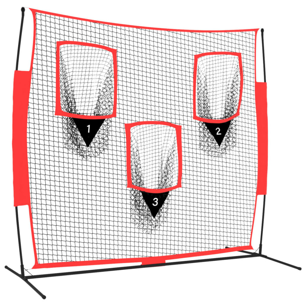 vidaXL Portable Baseball Net Black and Red 183x105x183 cm Polyester Sports Net