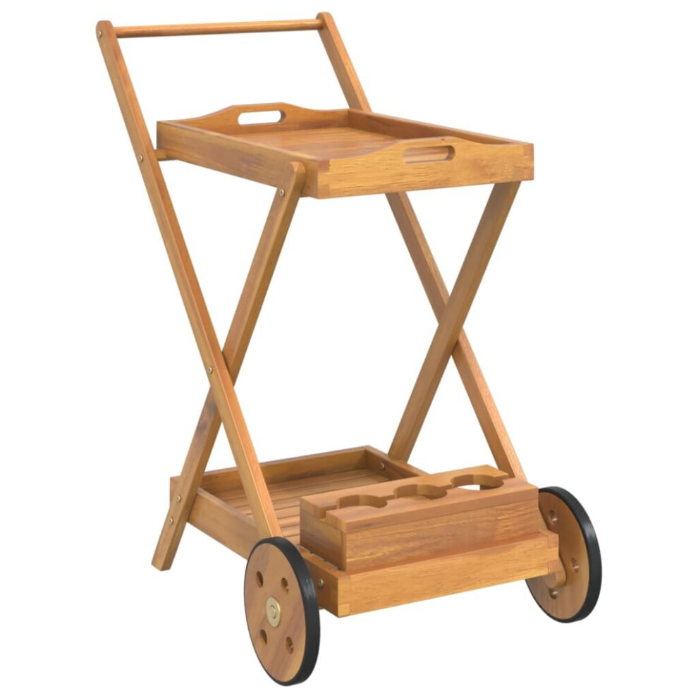 vidaXL Tea Trolley 54x87x90 cm Solid Wood Acacia Wooden Drinks Serving Cart