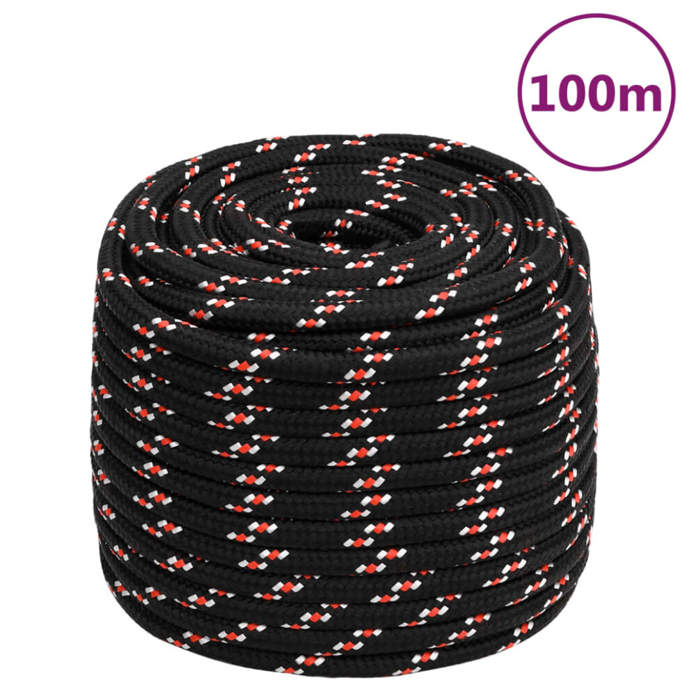 (black and red, 16 mm/ 100 m) Marine Rope Dock Coil Boat Line Polypropylene Rope Multi Sizes Multi Colours