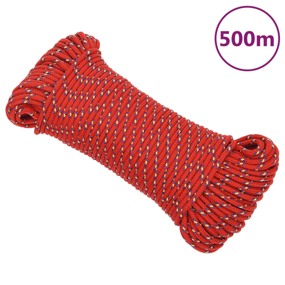 (red, 3 mm/ 500 m) Marine Rope Dock Coil Boat Line Polypropylene Rope Multi Sizes Multi Colours