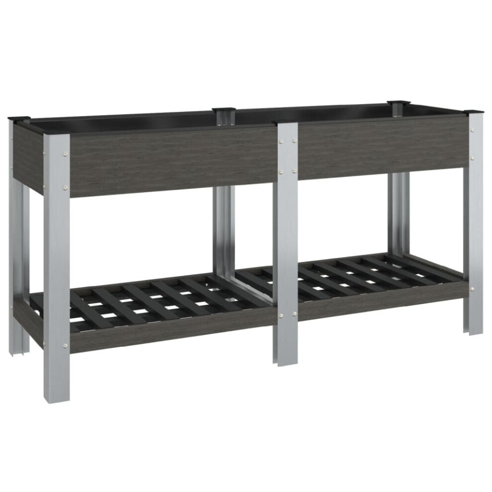 Vidaxl (150 X 50 X 75 Cm) Garden Raised Bed With Shelf Wpc Grey Plant Flower Box Multi Sizes