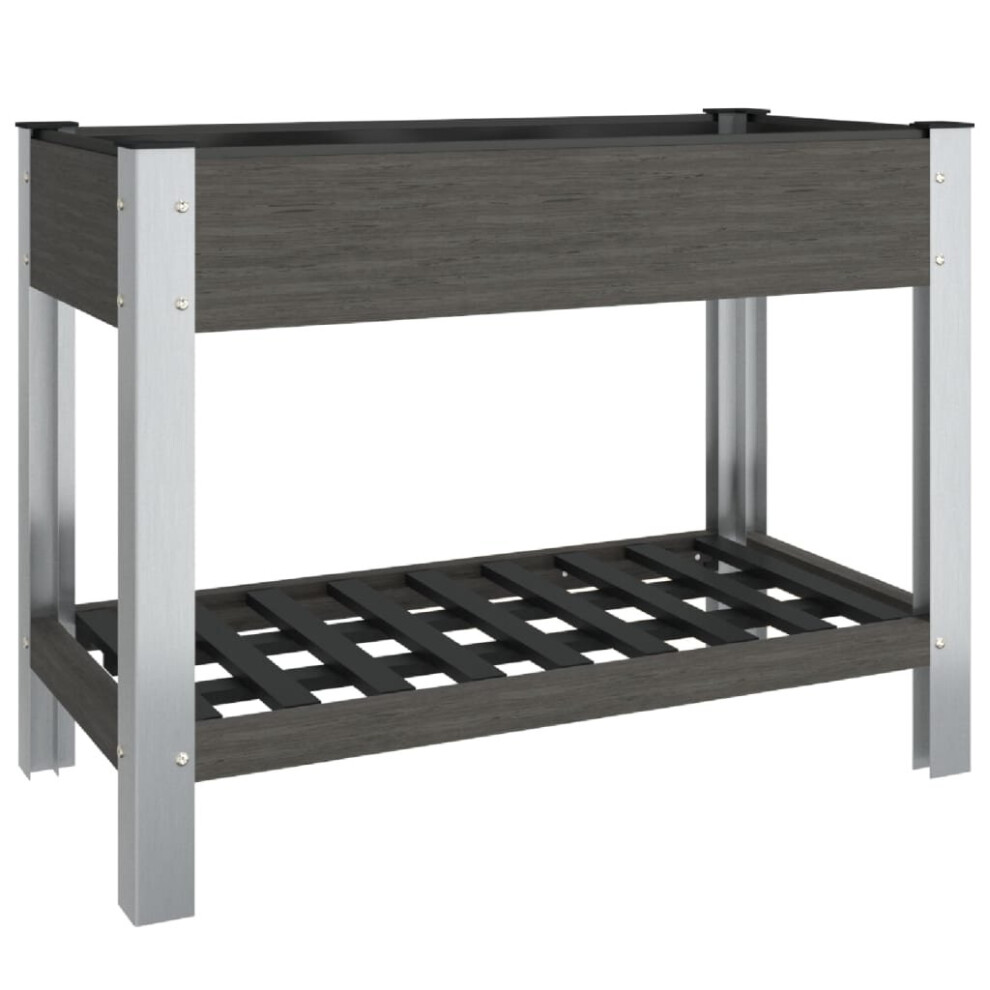 Vidaxl (100 X 50 X 75 Cm) Garden Raised Bed With Shelf Wpc Grey Plant Flower Box Multi Sizes
