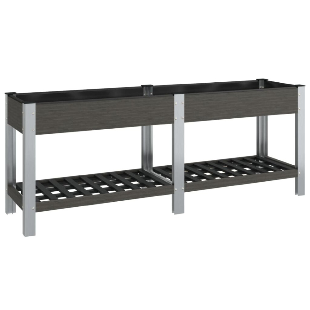 Vidaxl (200 X 50 X 75 Cm) Garden Raised Bed With Shelf Wpc Grey Plant Flower Box Multi Sizes