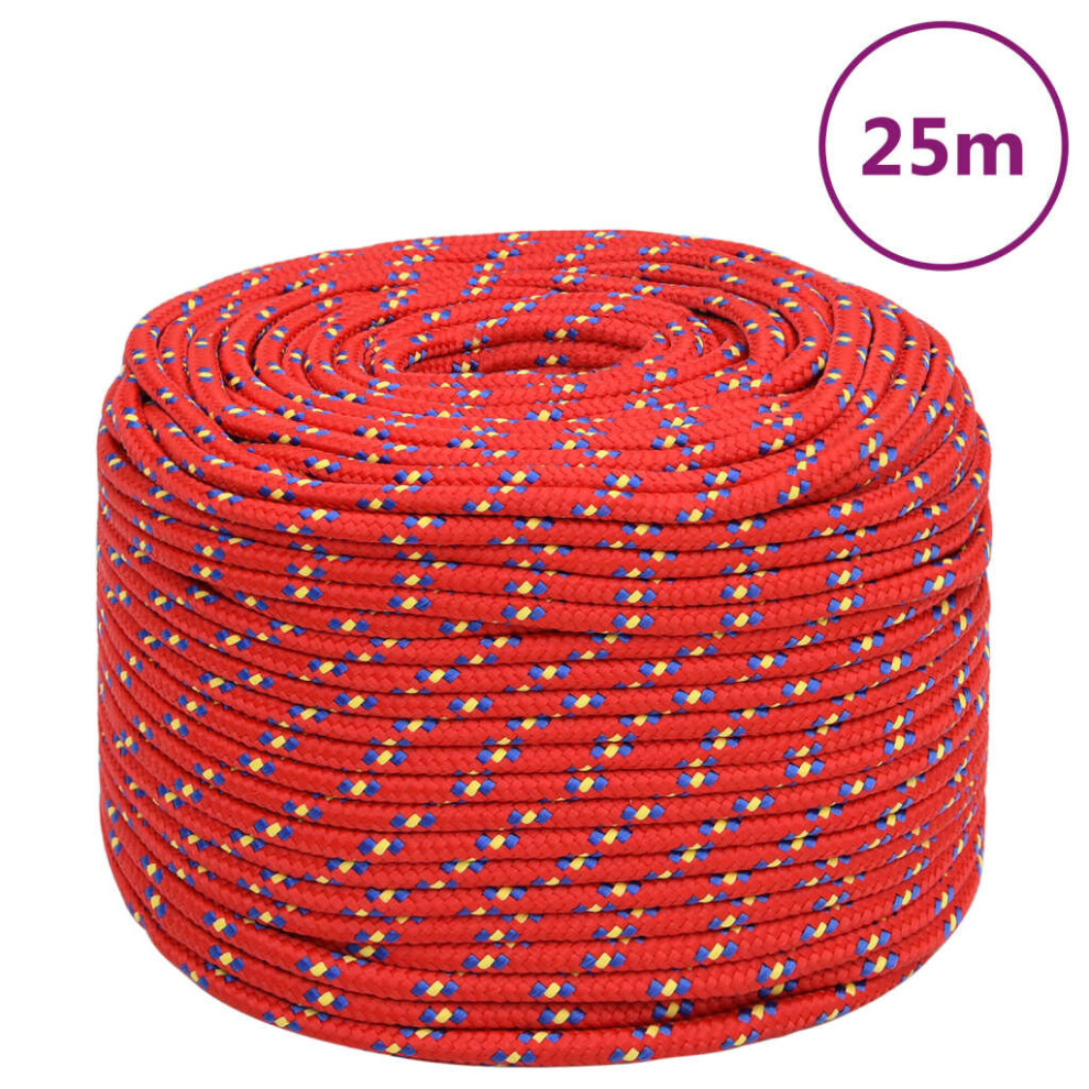 (red, 6 mm/ 25 m) Marine Rope Dock Coil Boat Line Polypropylene Rope Multi Sizes Multi Colours