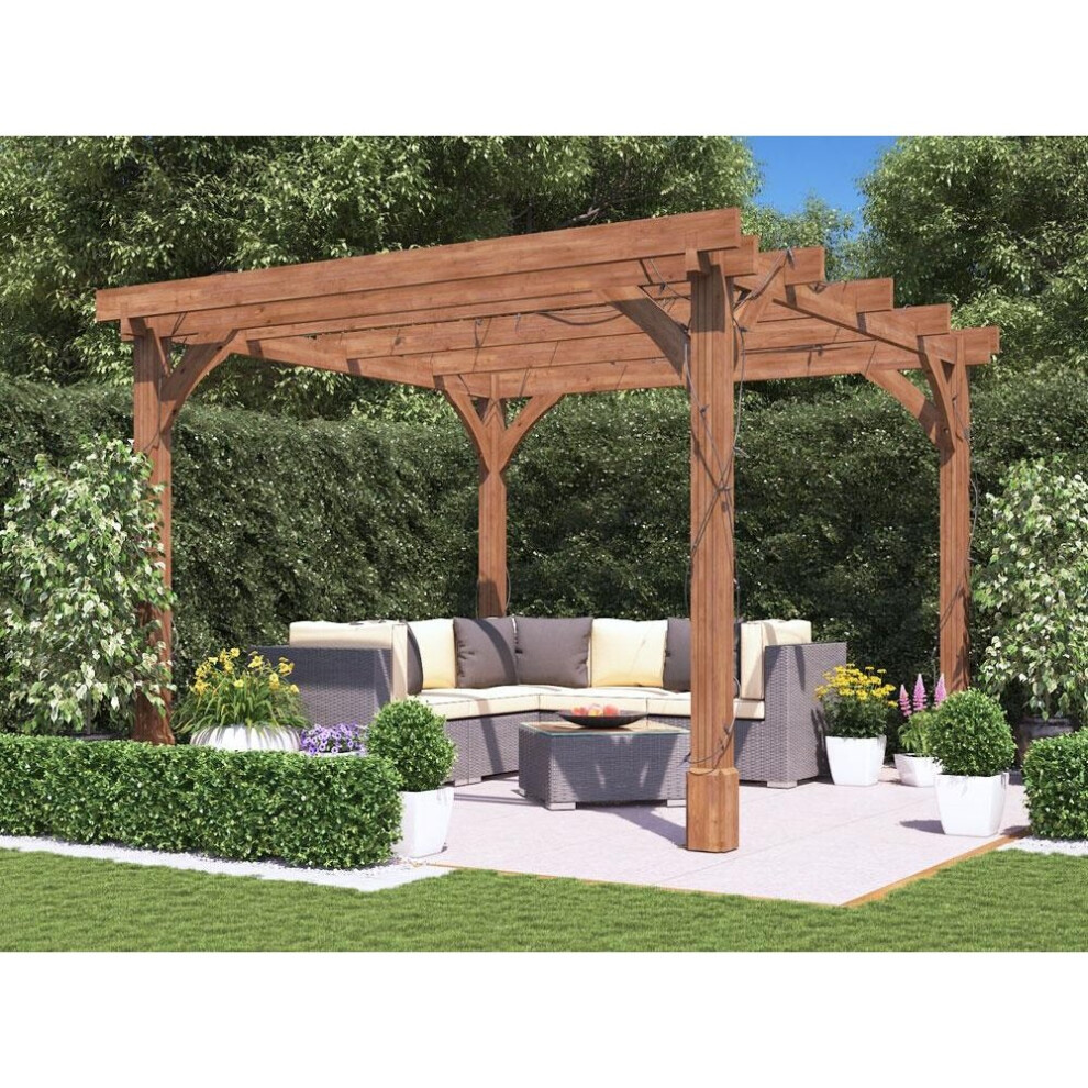 Leviathan Wooden Pergola 3m x 3m Heavy Duty Garden Structure DIY Kit