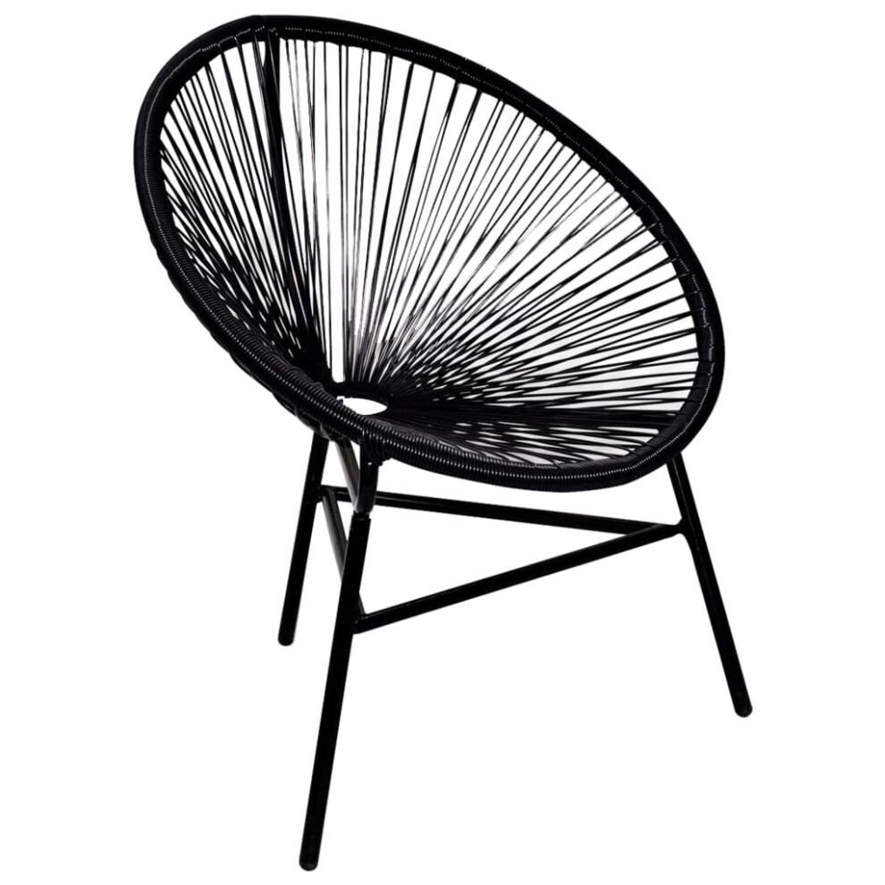 vidaXL Garden String Moon Chair Poly Rattan 69x66x87cm Black Outdoor Seat-image-OPC-PBD9MRF-NEW