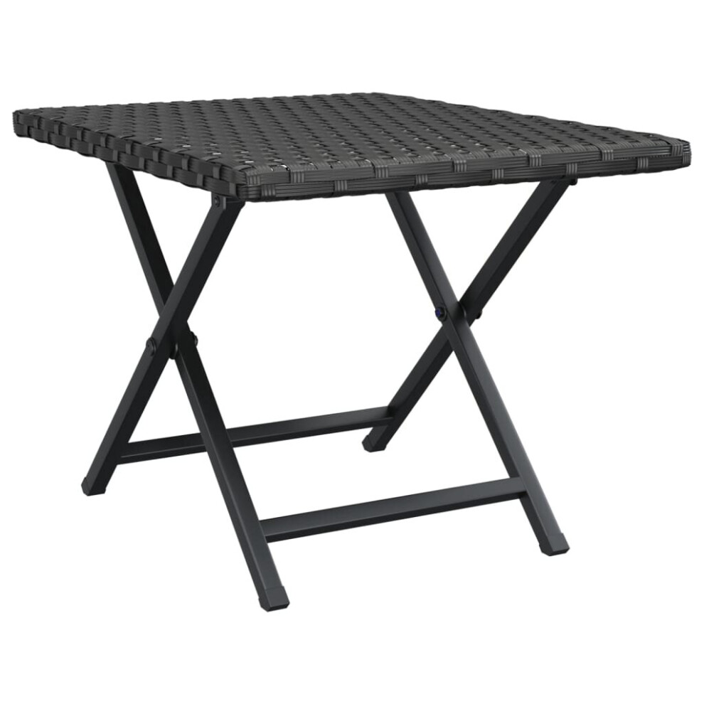 vidaXL Folding Table Black 45x35x32 cm Poly Rattan Dining Garden Side Table