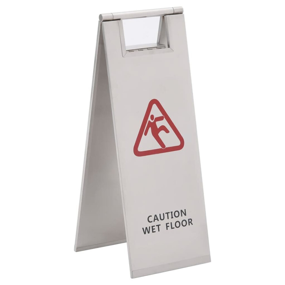 vidaXL Folding Wet Floor Sign Stainless Steel Caution Wet Floor Warning Sign