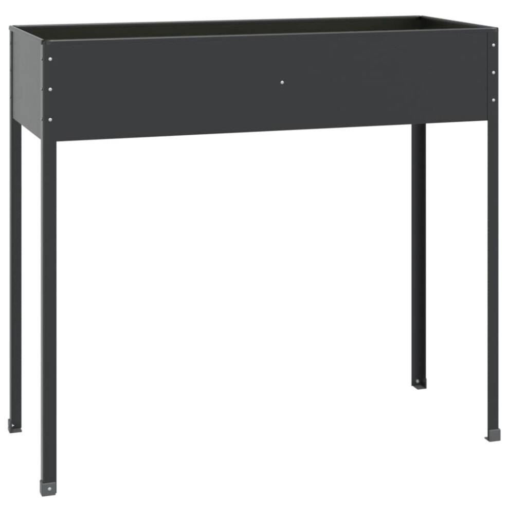 vidaXL Galvanised Steel Garden Planter - 90 x 40.5 x 100.5cm - Anthracite - Image 3