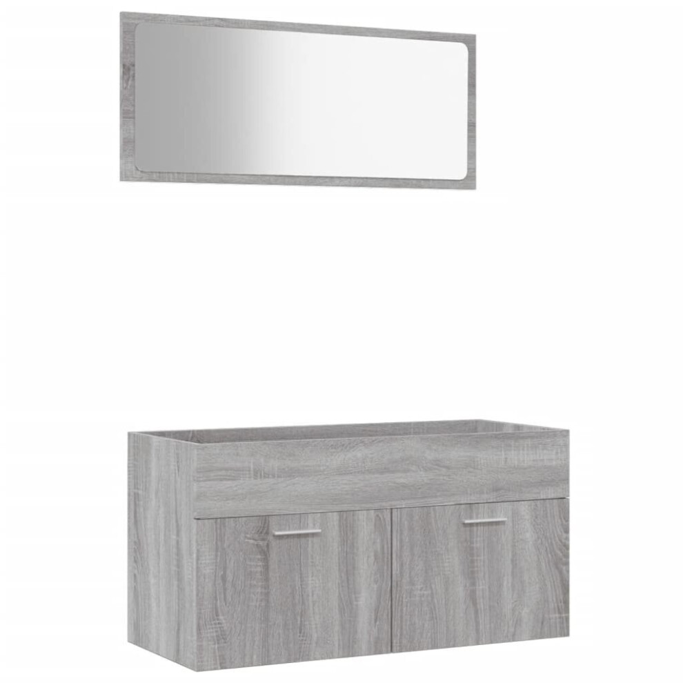 (grey sonoma) vidaXL Bathroom Furniture Set 2 Piece Engineered Wood Sink Cabinet Storage