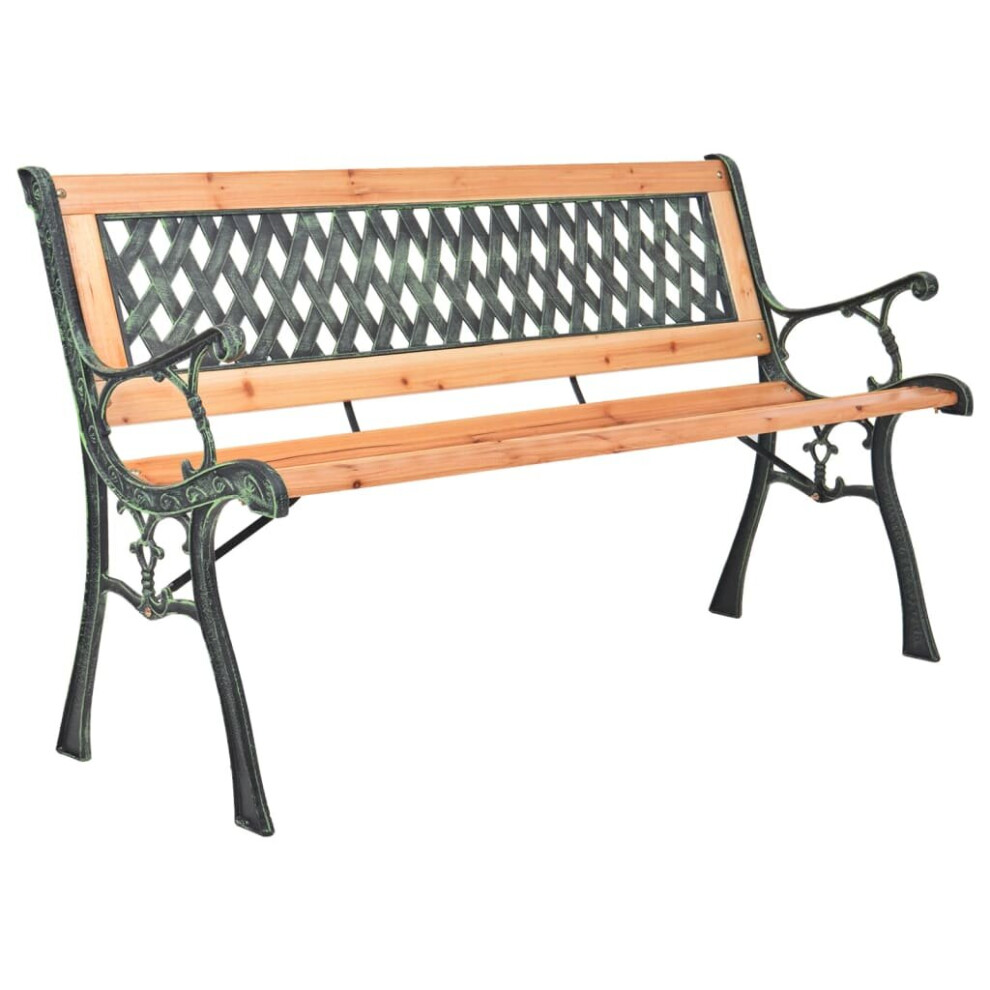 vidaXL Solid Wood Fir Garden Bench 116 cm Cast Iron Park Outdoor Bench Seat