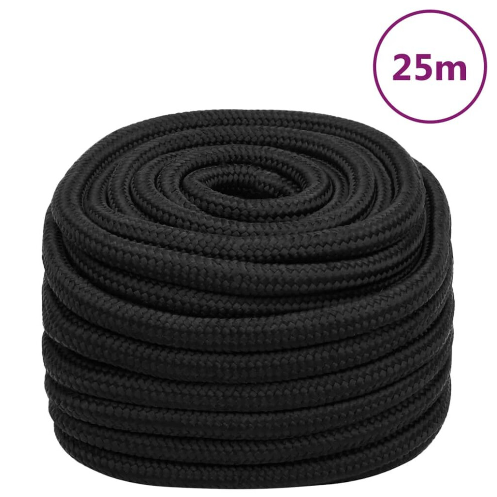 (black, 20 mm/ 25 m) Marine Rope Dock Coil Boat Line Polypropylene Rope Multi Sizes Multi Colours