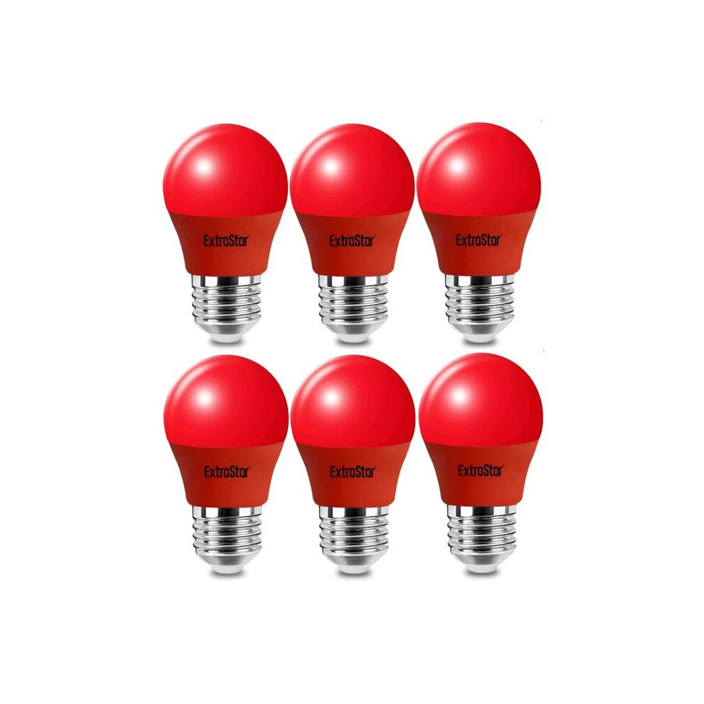 (Red) 4W LED Golf Ball Modern Coloured Light Bulb E27 (Pack of 6)