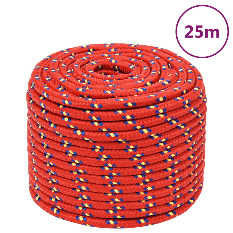 (red, 12 mm/ 25 m) Marine Rope Dock Coil Boat Line Polypropylene Rope Multi Sizes Multi Colours