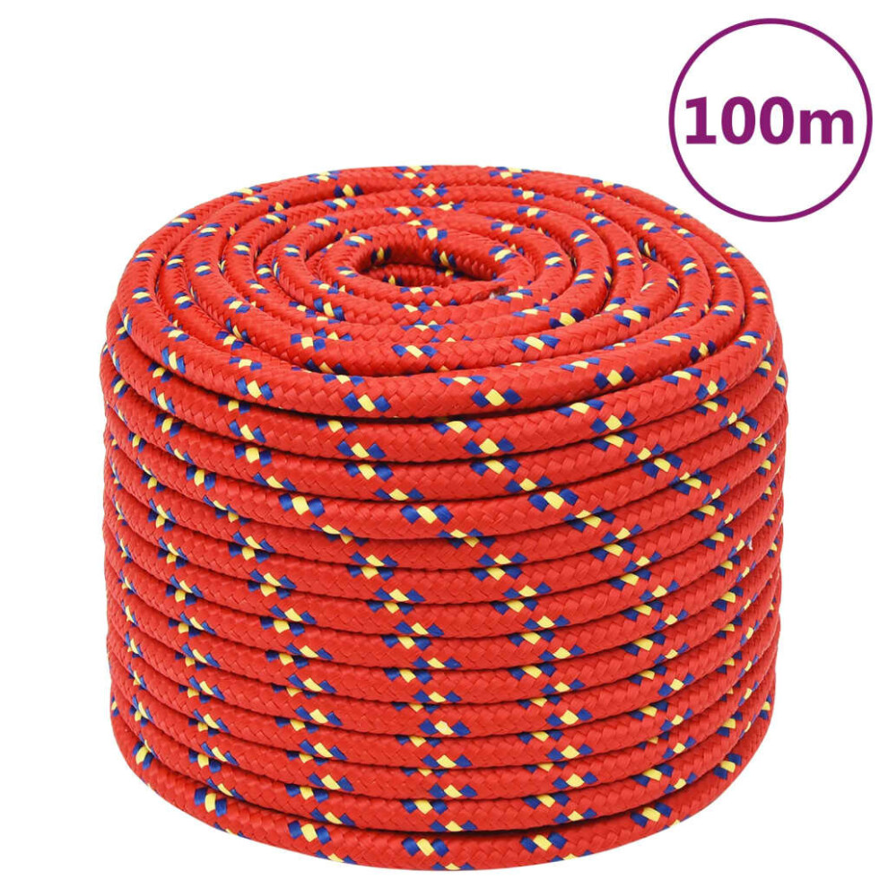 (red, 12 mm/ 100 m) Marine Rope Dock Coil Boat Line Polypropylene Rope Multi Sizes Multi Colours