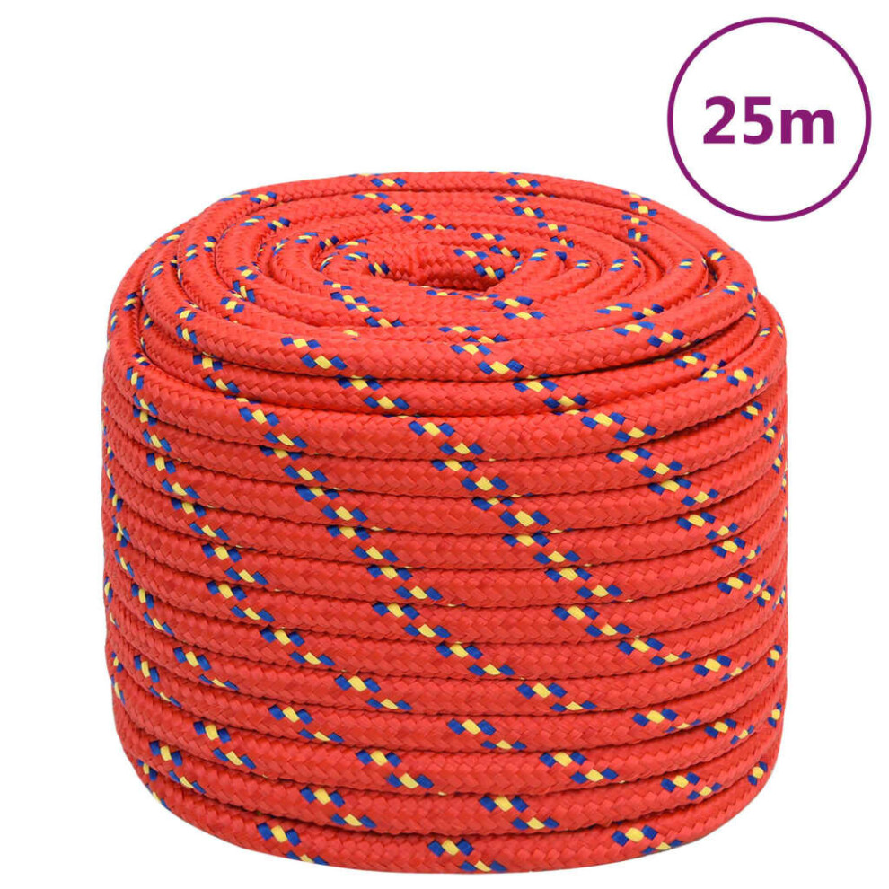 (red, 18 mm/ 25 m) Marine Rope Dock Coil Boat Line Polypropylene Rope Multi Sizes Multi Colours