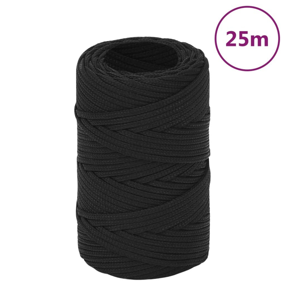 (black, 2 mm/ 25 m) Marine Rope Dock Coil Boat Line Polypropylene Rope Multi Sizes Multi Colours