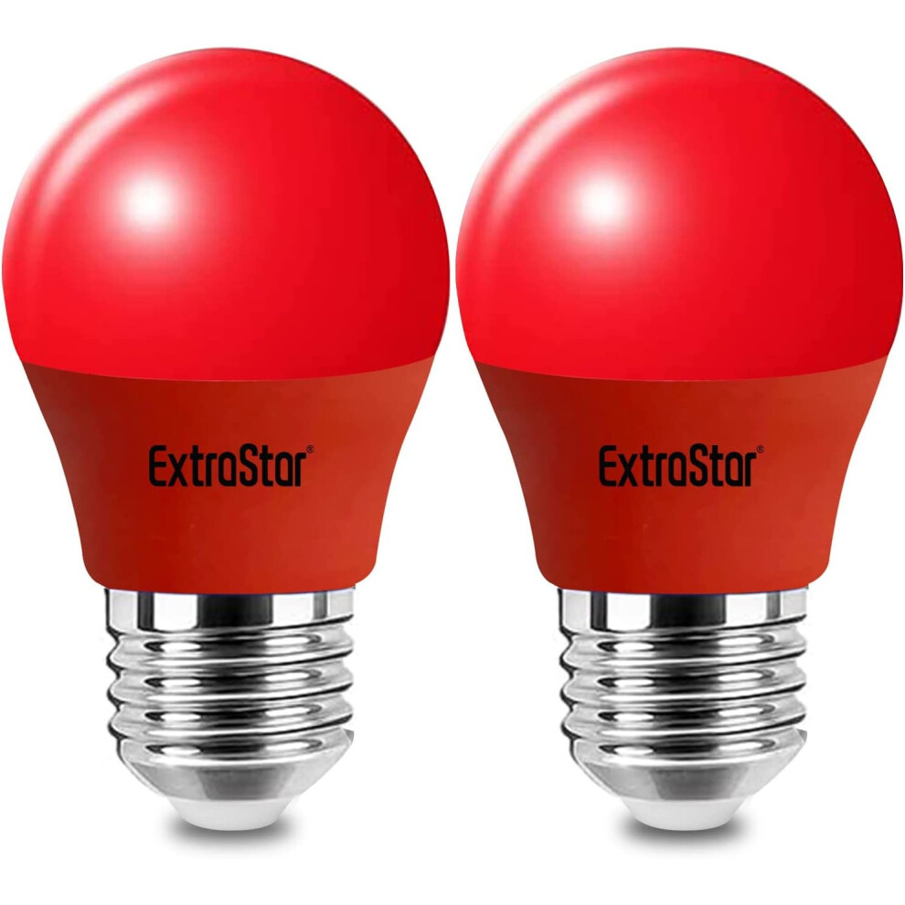 4W Red LED Golf Ball Modern Coloured Light Bulb E27 (Pack of 2)