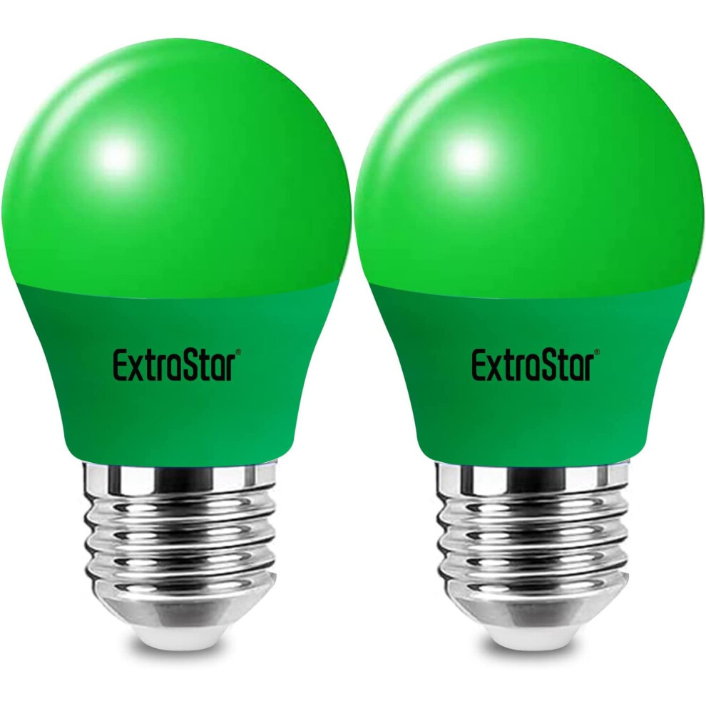 (Green) 4W LED Golf Ball Modern Coloured Light Bulb E27 (Pack of 2)