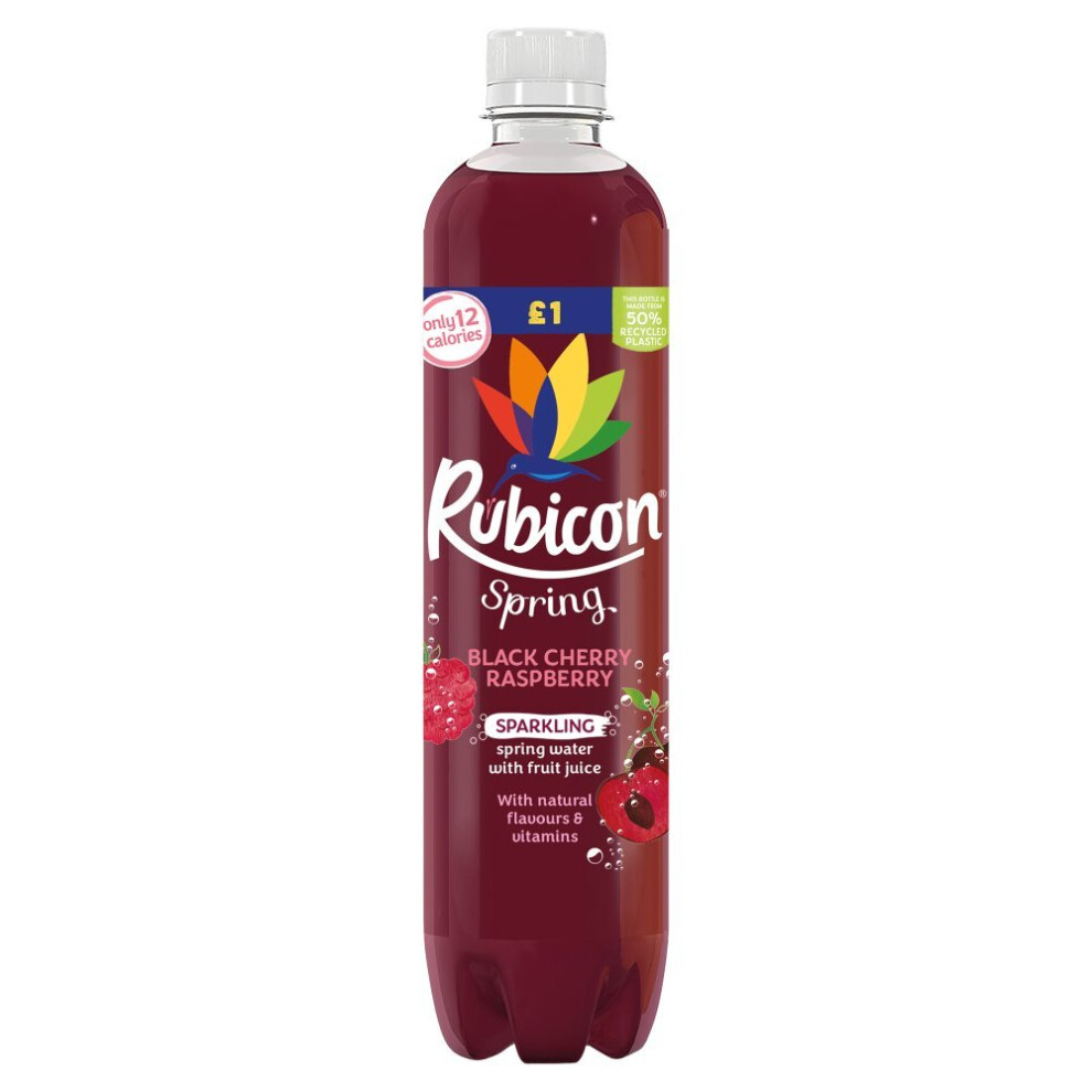 Rubicon Spring Black Cherry Raspberry Flavoured Sparkling Water, 500ml (Pack of 12)