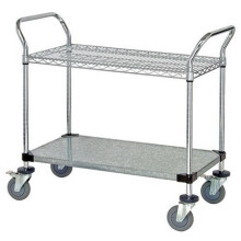 Quantum Storage WRC-1848-2CG Wire & Solid Shelf Mobile Utility Carts - 18 x 48 in.