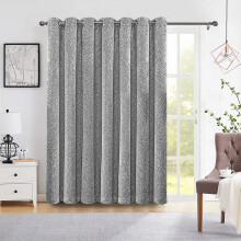 (Silver Grey, 66" x 84" - (168cm x 210cm) Single Panel Door Curtain) Blackout Curtains Thermal Insulated Ringtop Curtain Pair with 2 Tie Backs