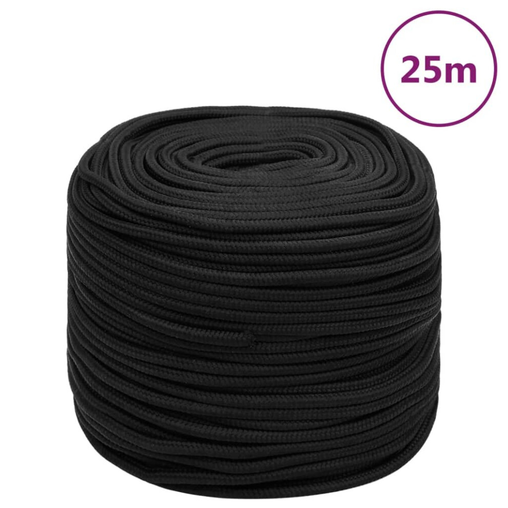 (black, 6 mm/ 25 m) Marine Rope Dock Coil Boat Line Polypropylene Rope Multi Sizes Multi Colours