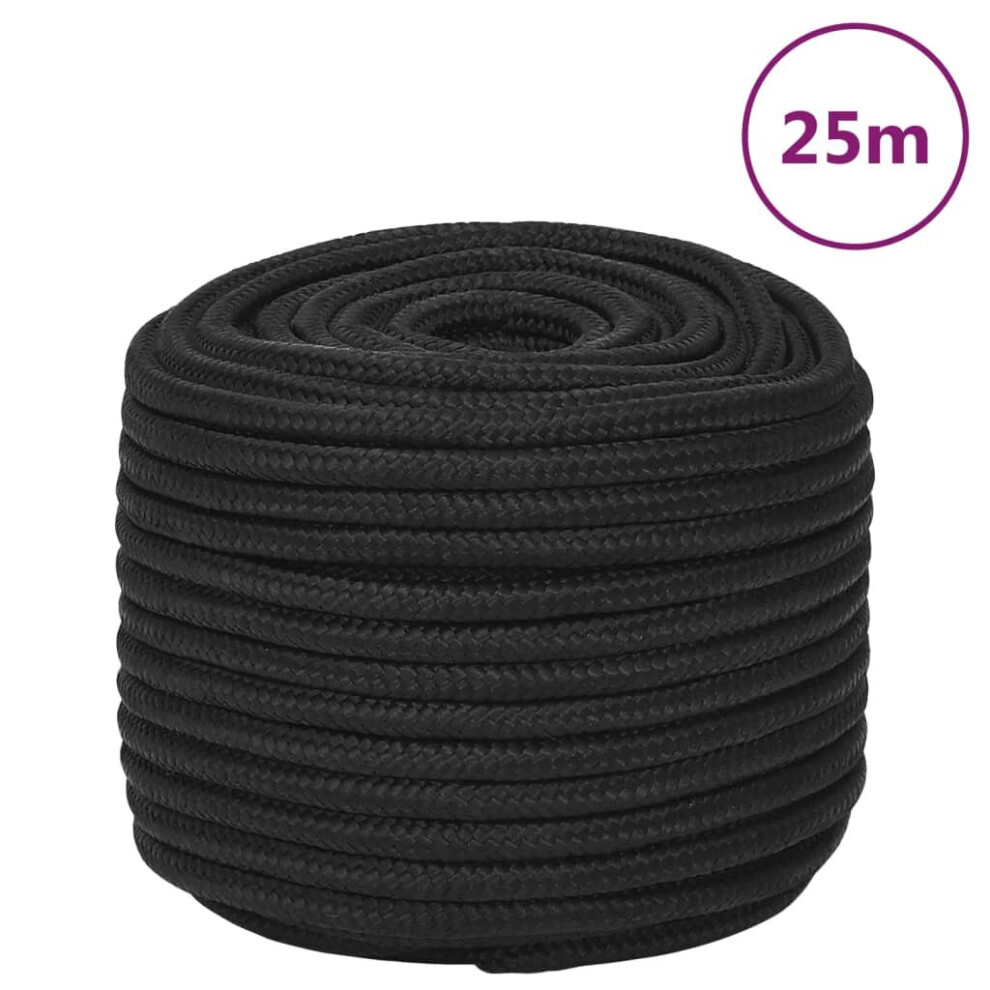 (black, 14 mm/ 25 m) Marine Rope Dock Coil Boat Line Polypropylene Rope Multi Sizes Multi Colours