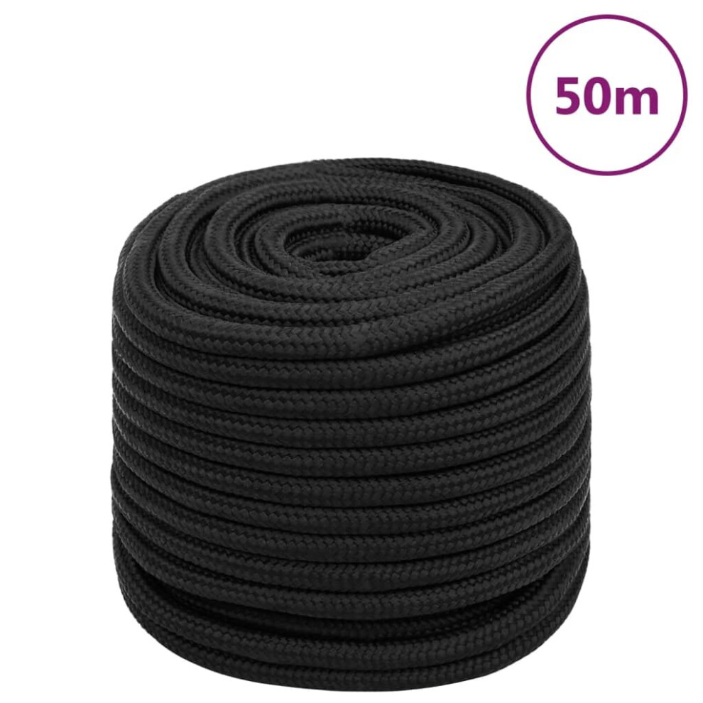 (black, 16 mm/ 50 m) Marine Rope Dock Coil Boat Line Polypropylene Rope Multi Sizes Multi Colours